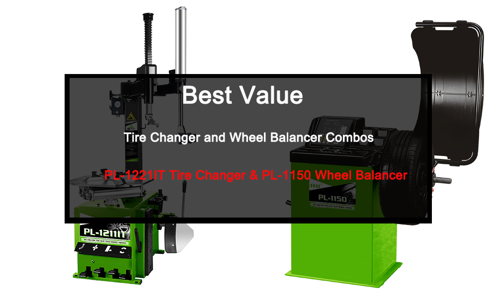 PL-1221IT Semi-Automatic Tilt Back Tower Tire Changer and PL-1150 Digital Baseline Entry Level Wheel Balancer Combo